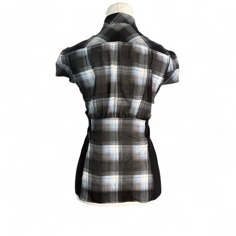 BCBG Maxazria Y2K Office Siren Plaid Polo short sleeve full length size small - Picture 2 of 7